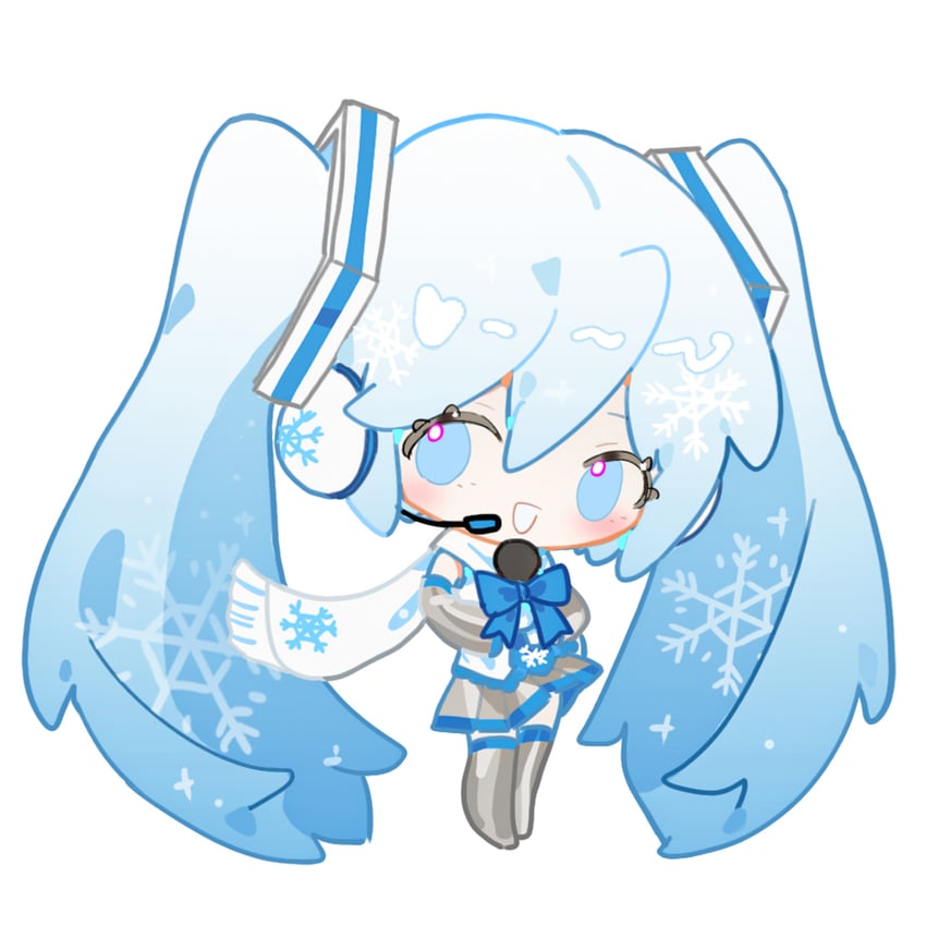 hatsune miku and yuki miku (vocaloid) drawn by indai_(3330425)