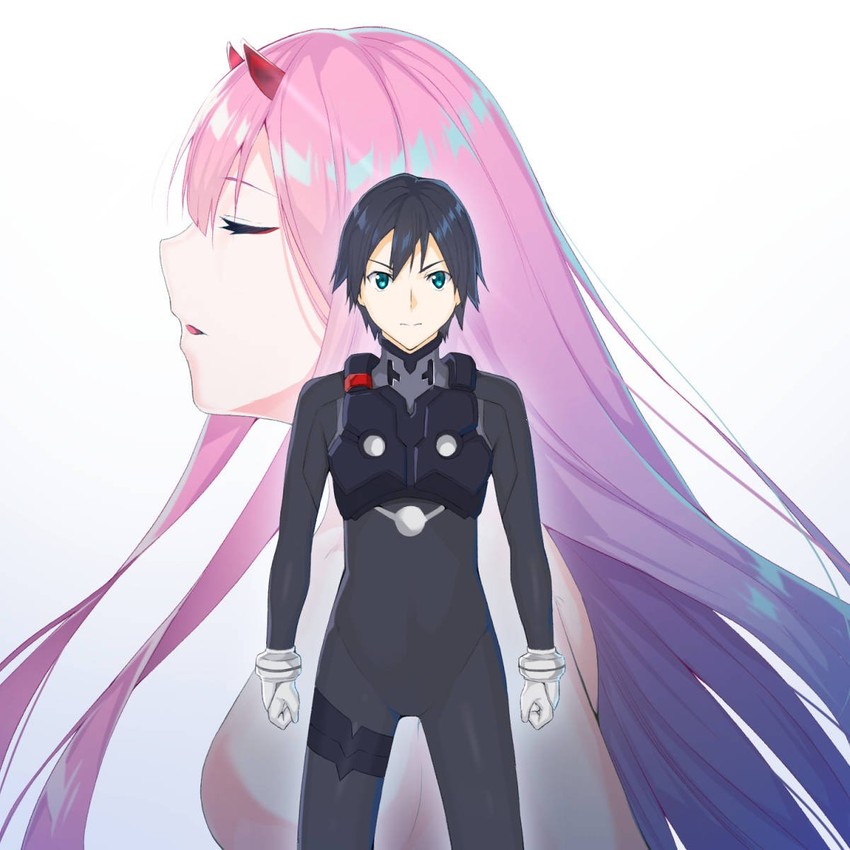 zero two and hiro (darling in the franxx) drawn by raitho
