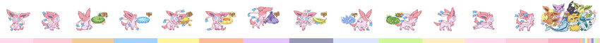 eevee, sylveon, umbreon, glaceon, vaporeon, and 4 more (pokemon) drawn by ibui_matsumoto