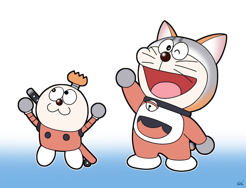 island fox, doraemon, and korosuke (kemono friends and 3 more) drawn by aoiaozora