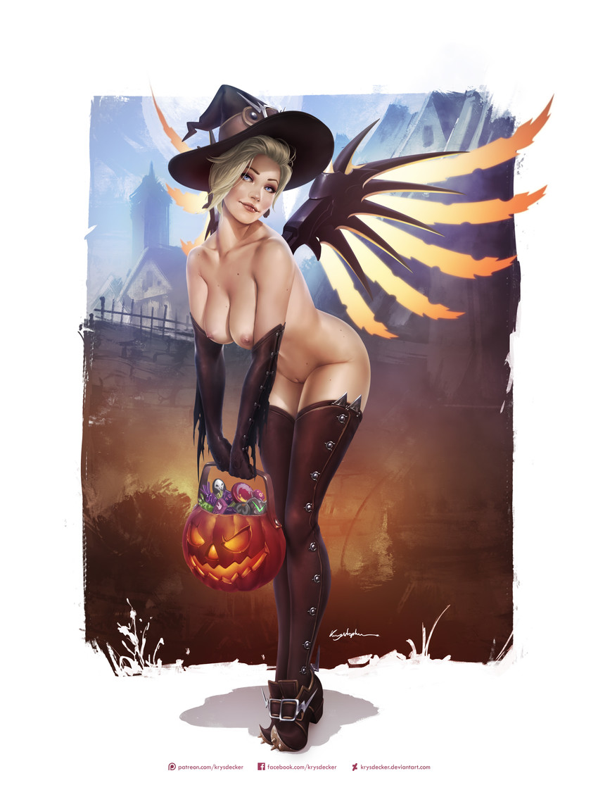 mercy and witch mercy (overwatch and 1 more) drawn by krystopher_decker