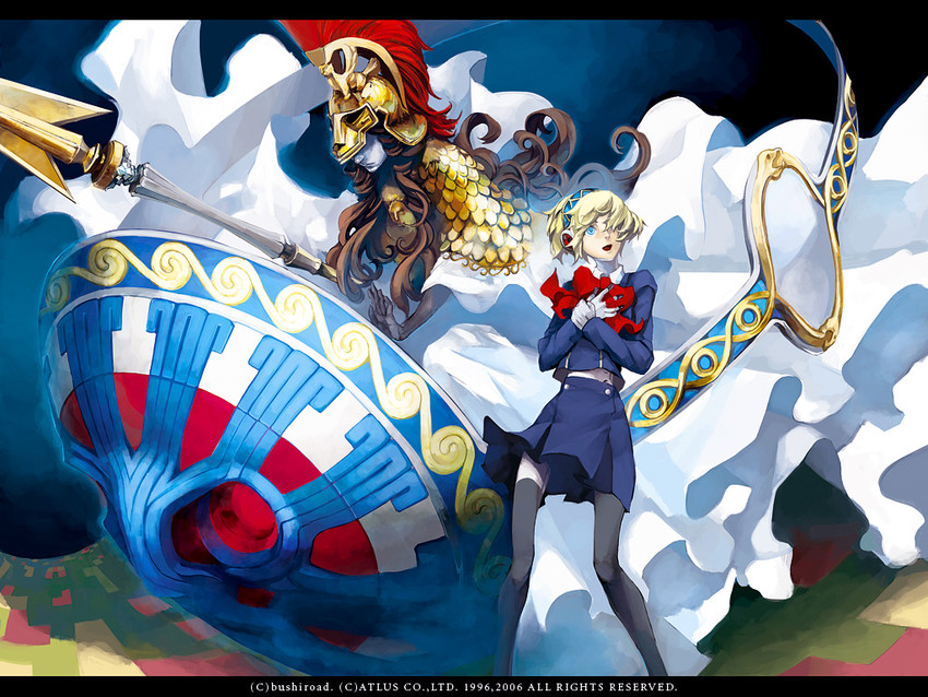 aigis and athena (persona and 2 more) drawn by migikiki