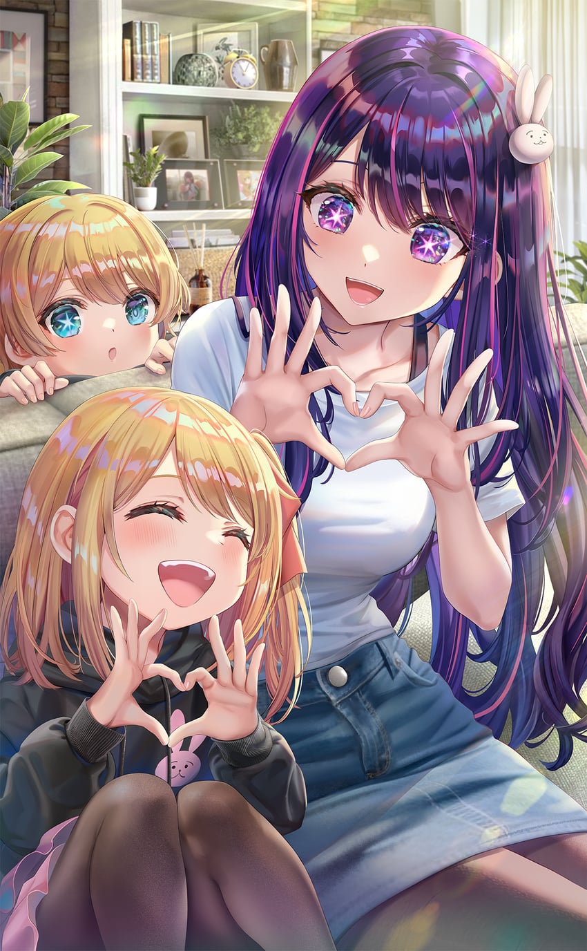 hoshino ai, hoshino ruby, and hoshino aquamarine (oshi no ko) drawn by torino_aqua