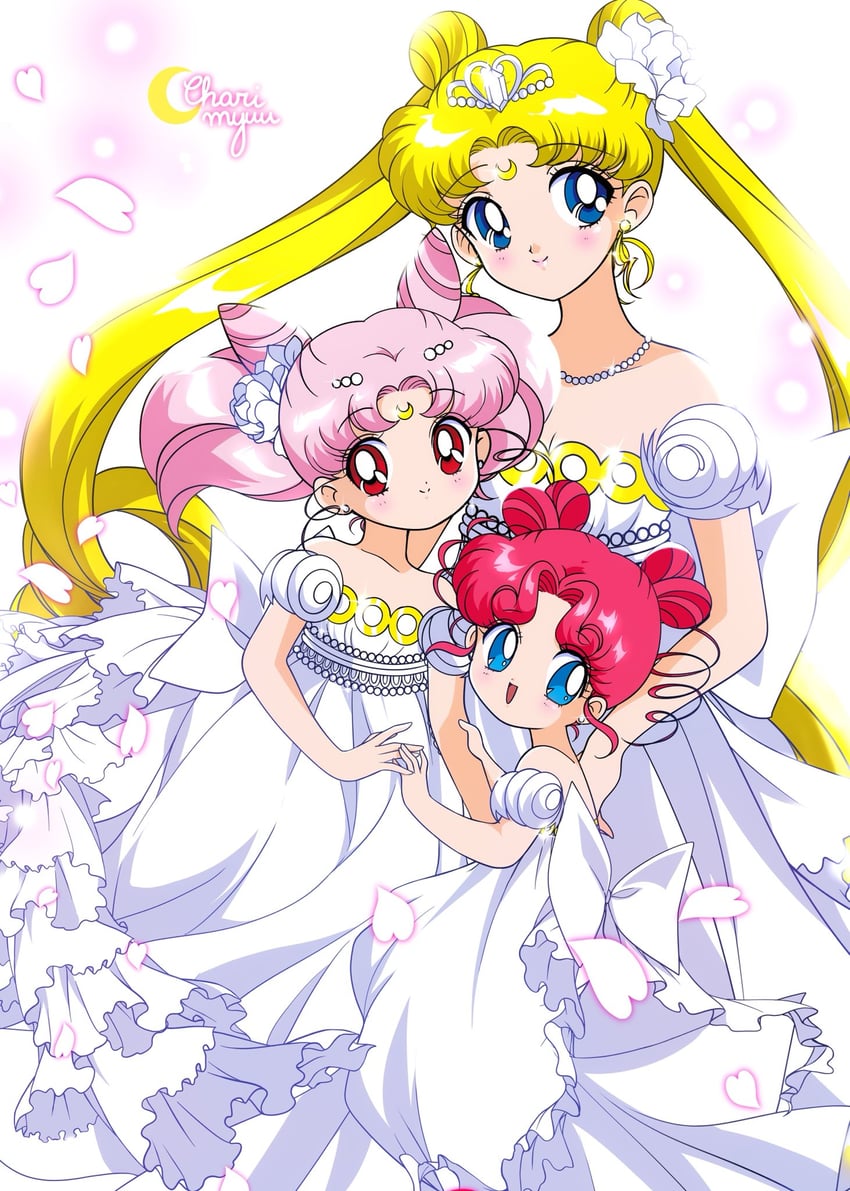 tsukino usagi, chibi usa, princess serenity, small lady serenity, and chibi chibi (bishoujo senshi sailor moon) drawn by honeymoonpetal