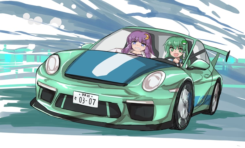 kochiya sanae and patchouli knowledge (touhou) drawn by namiki_(remiter00)