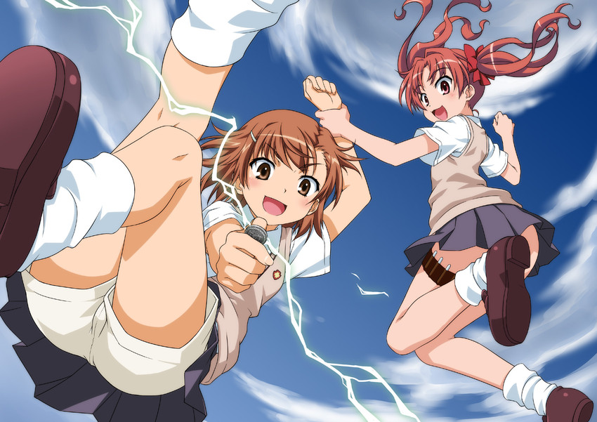 misaka mikoto and shirai kuroko (toaru majutsu no index and 1 more) drawn by akou_roushi