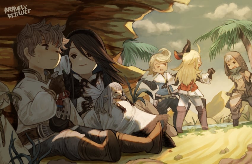 edea lee, agnes oblige, airy, ringabel, tiz arrior, and 1 more (bravely  default and 1 more) drawn by irono16