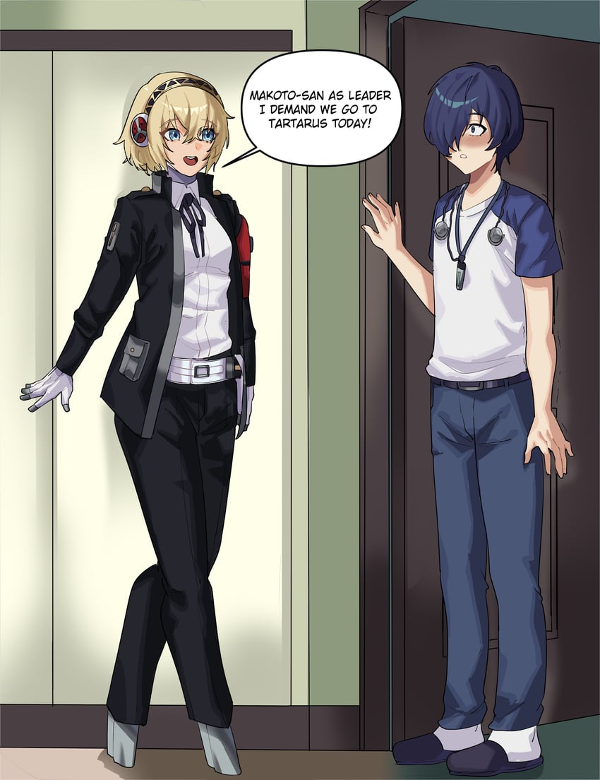 yuuki makoto and aigis (persona and 2 more) drawn by alula456