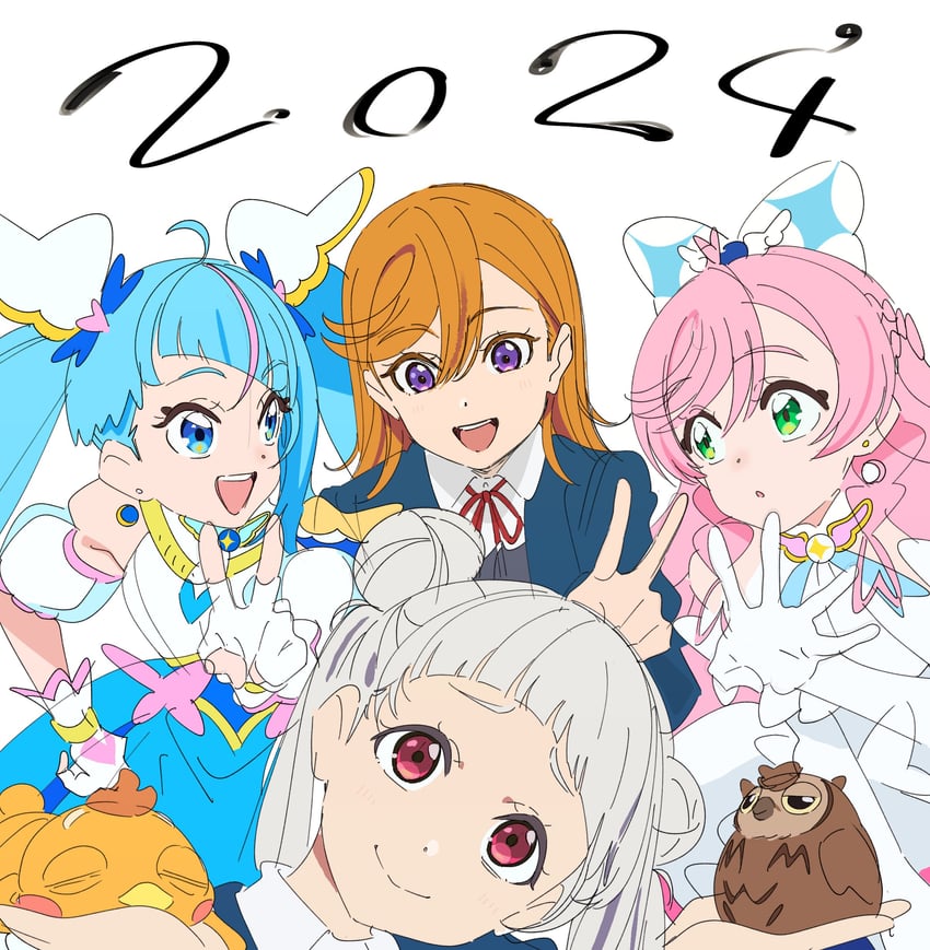 sora harewataru, shibuya kanon, nijigaoka mashiro, cure sky, arashi chisato, and 3 more (love live! and 3 more) drawn by saitou_atsushi_(kamatamanankotu)