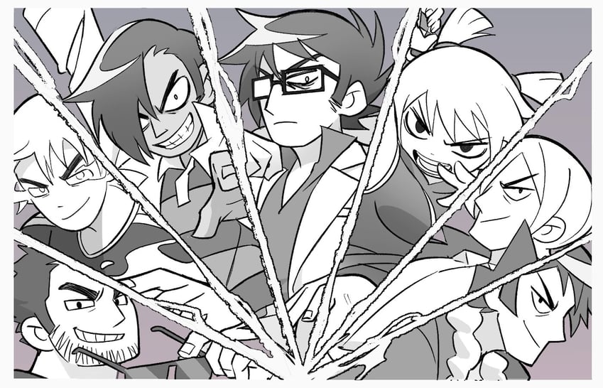 lucas lee, todd ingram, roxie richter, gideon graves, matthew patel, and 2 more (scott pilgrim and 1 more) drawn by hone_(honesk1)