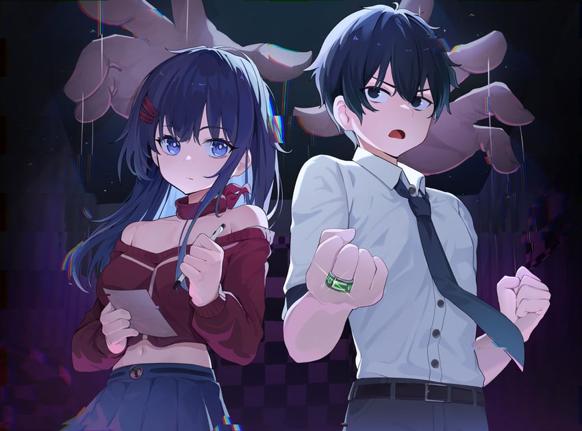mita, kind mita, and player character (miside) drawn by gro_(lee145879)