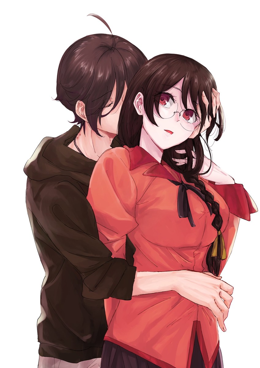 hanekawa tsubasa and araragi koyomi (monogatari and 1 more) drawn by hatahata_(okkrslk)