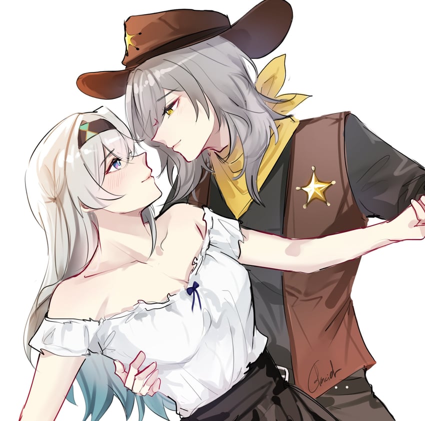 trailblazer, firefly, and stelle (honkai and 1 more) drawn by glaciel
