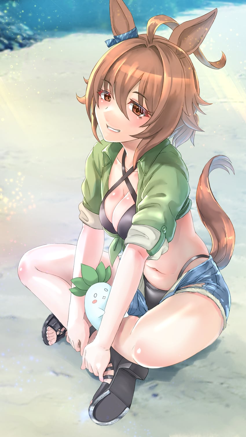 agnes tachyon and kii-kun (umamusume) drawn by yamakou_(pixiv16324)