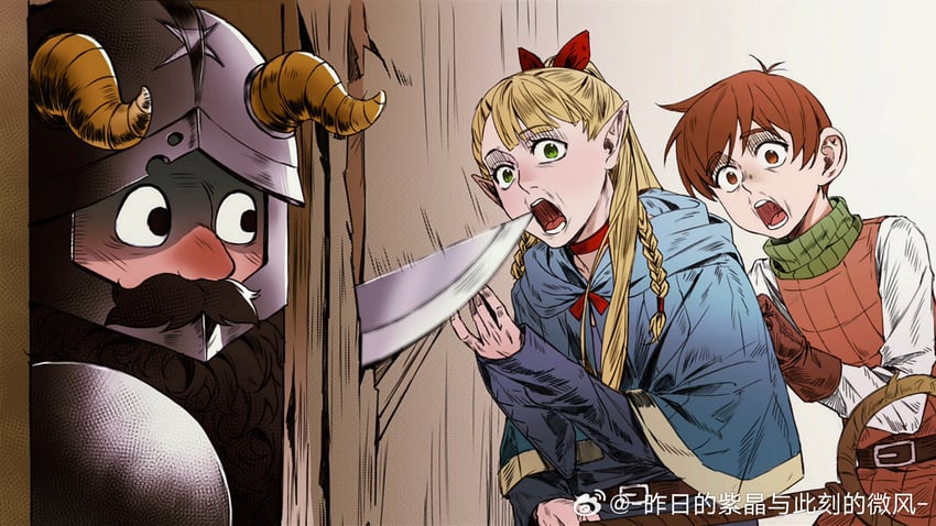 marcille donato, senshi, and chilchuck tims (dungeon meshi) drawn by zuo_ri_de_zi_jing_yu_ci_ke_de_wei_feng
