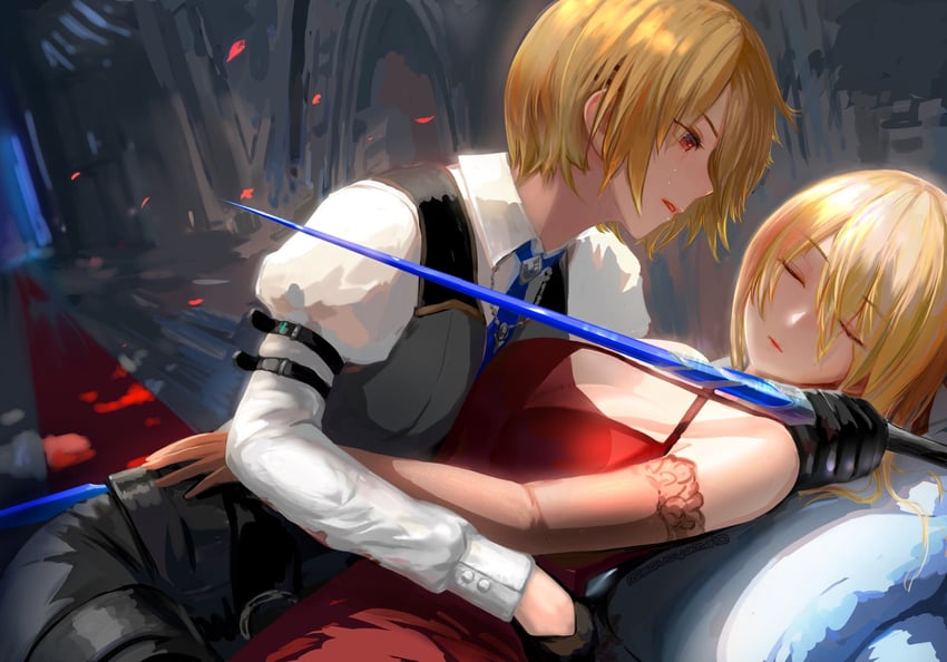 kayamori ruka and shirakawa yuina (heaven burns red) drawn by oyama_sou