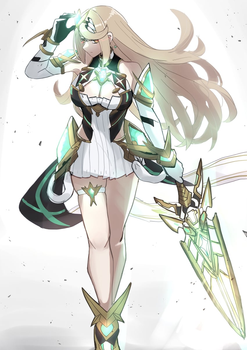 mythra (xenoblade chronicles and 1 more) drawn by amausa_subee