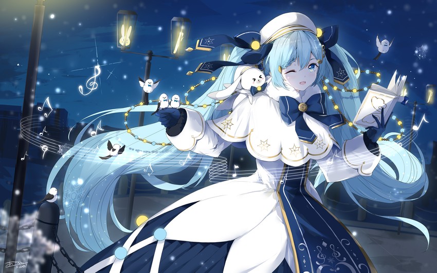 hatsune miku, yuki miku, and rabbit yukine (vocaloid) drawn by asahi_kuroi