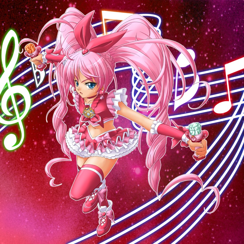 houjou hibiki and cure melody (precure and 1 more) drawn by nzack