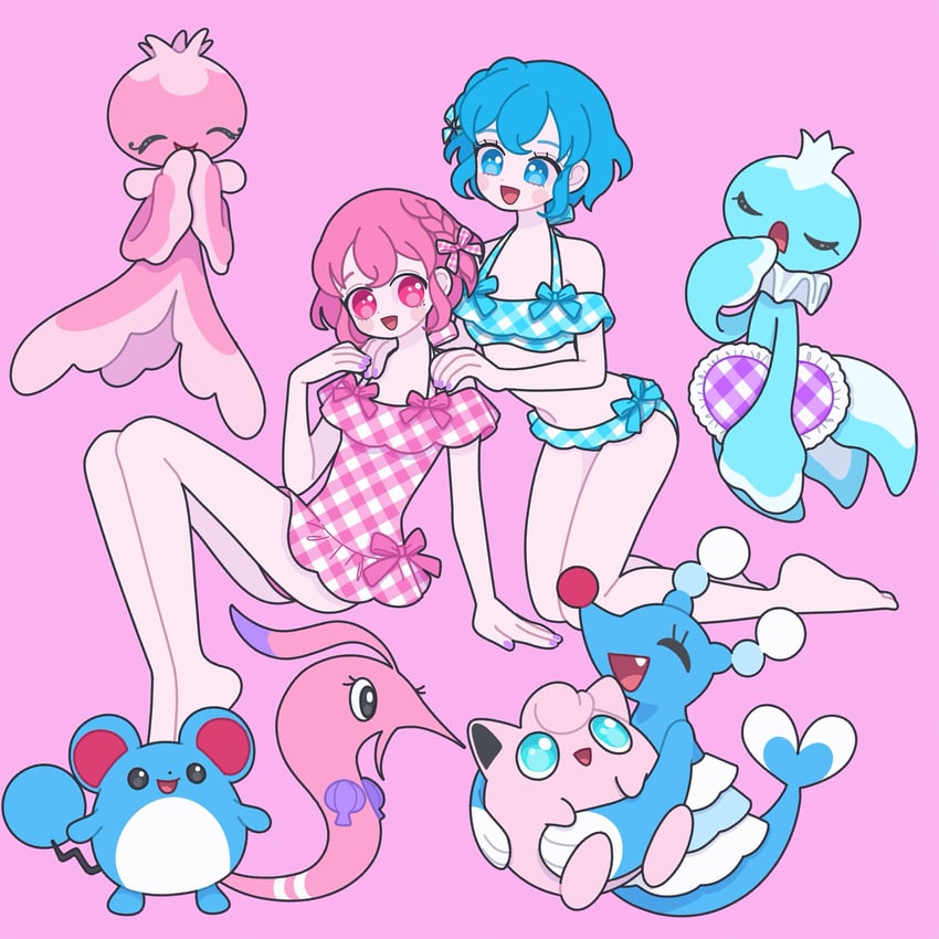 jigglypuff, marill, reona west, dorothy west, brionne, and 1 more (pokemon and 2 more) drawn by nyaasechan