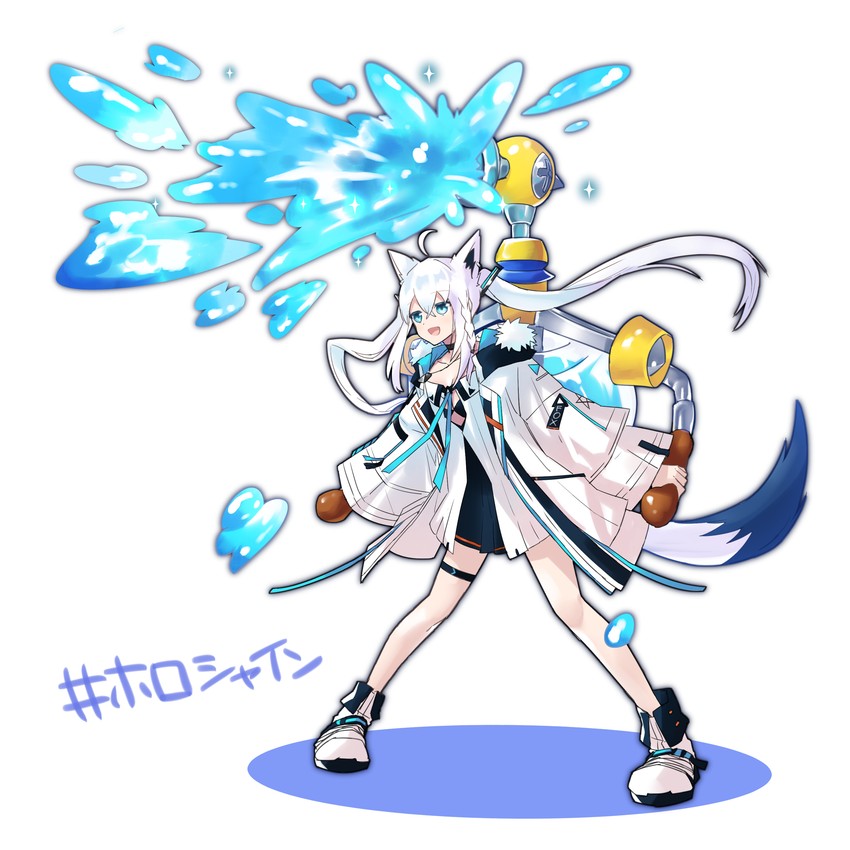 shirakami fubuki and f.l.u.d.d. (hololive and 2 more) drawn by silou_b