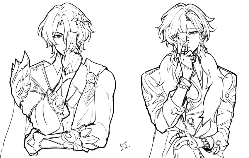 aventurine and dr. ratio (honkai and 1 more) drawn by shjin_cut