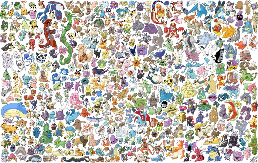 pikachu, gardevoir, eevee, charizard, umbreon, and 381 more (pokemon) drawn by glitchedpuppet