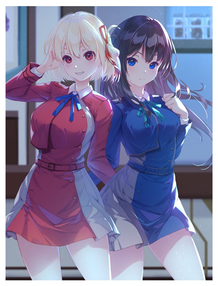 nishikigi chisato and inoue takina (lycoris recoil) drawn by kurenaiz_(kureniz)