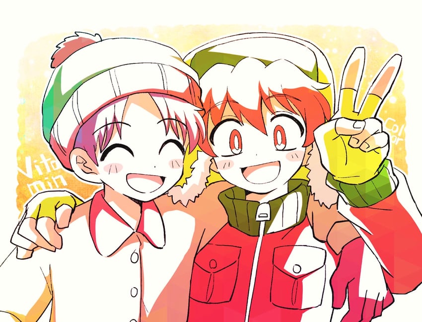 stan marsh and kyle broflovski (south park) drawn by kxh-hxk