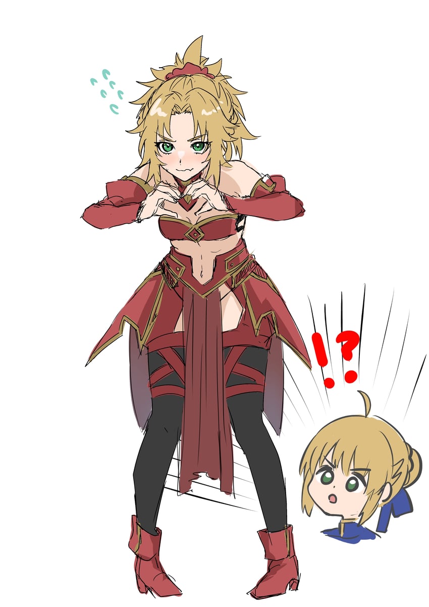 artoria pendragon, saber, and mordred (fate and 1 more) drawn by gonburu_juan