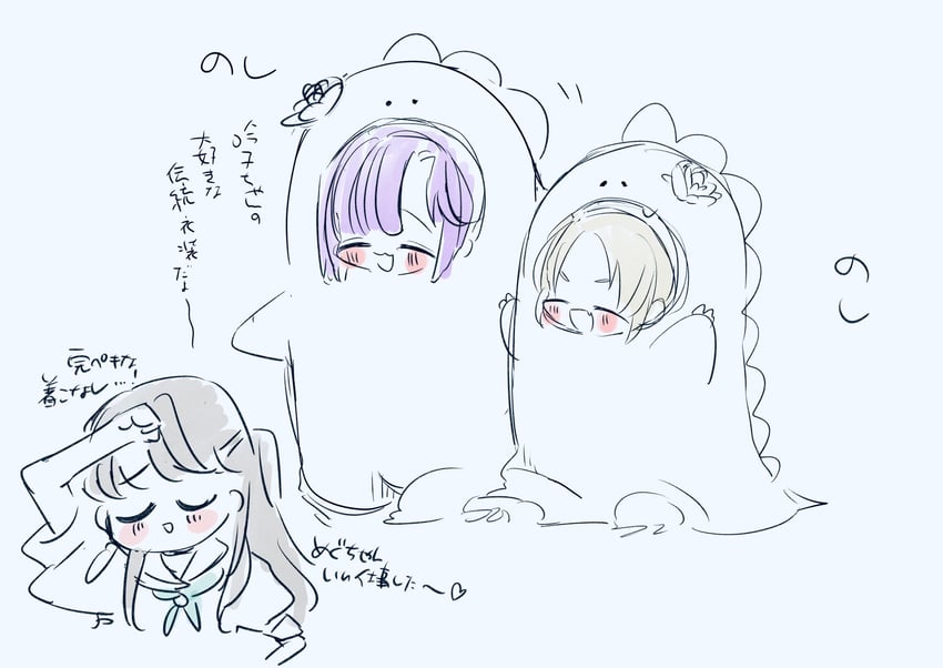 fujishima megumi, osawa rurino, and anyoji hime (love live! and 1 more) drawn by shin_(shnnnnrn1)