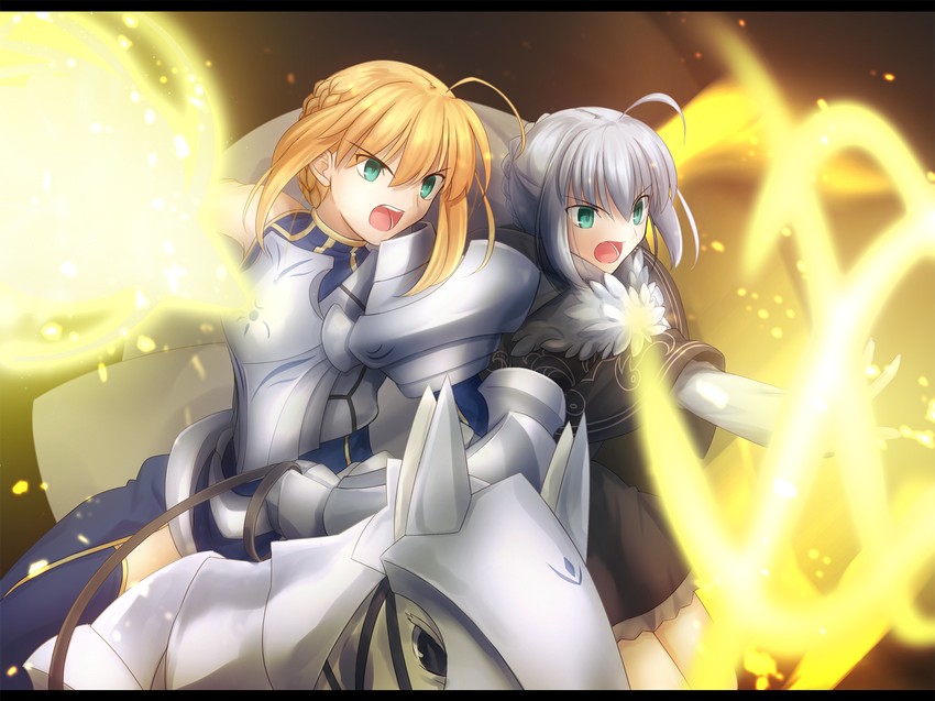 artoria pendragon and gray (fate and 1 more) drawn by shoori_(migiha)