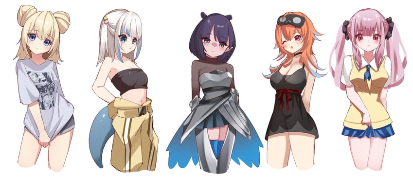gawr gura, mori calliope, ninomae ina'nis, takanashi kiara, and watson amelia (hololive and 1 more) drawn by skaarl_(artist)