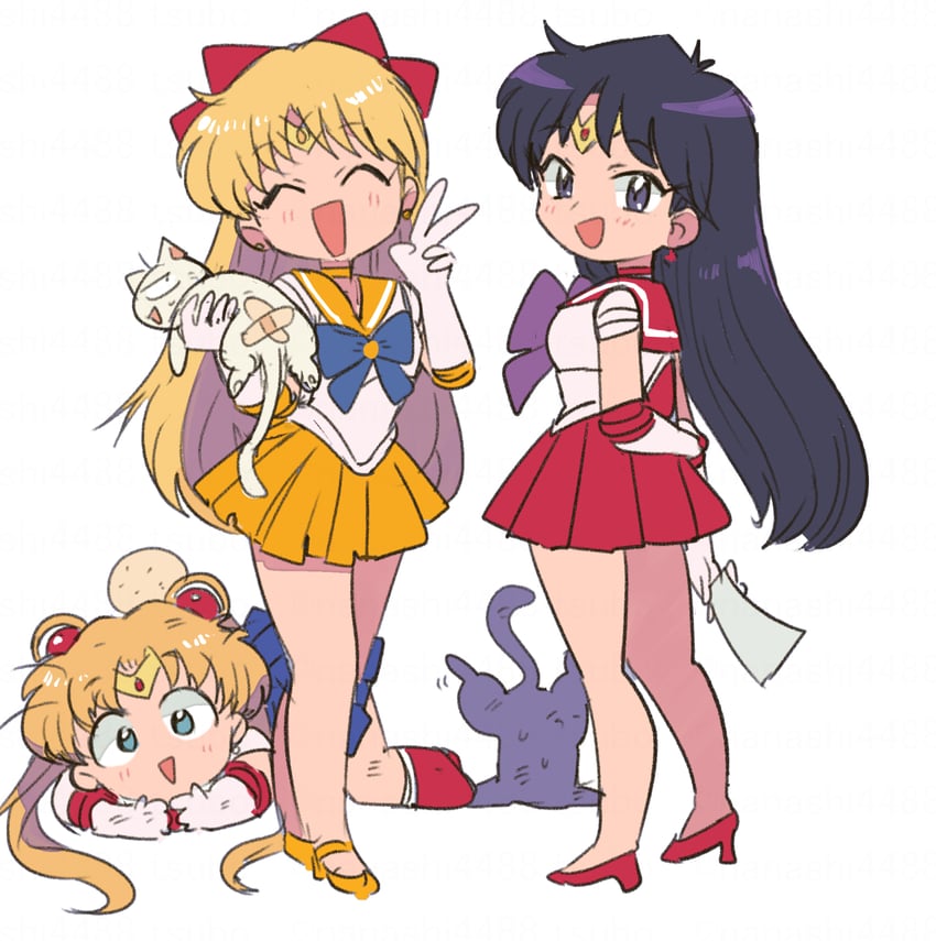 tsukino usagi, sailor moon, aino minako, hino rei, sailor venus, and 3 more (bishoujo senshi sailor moon) drawn by tsubobot
