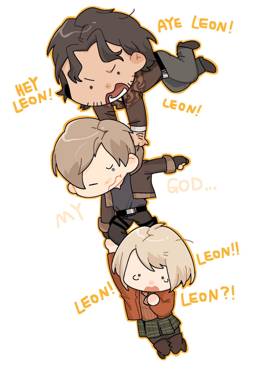leon s. kennedy, ashley graham, and luis sera (resident evil and 1 more) drawn by normanis0931