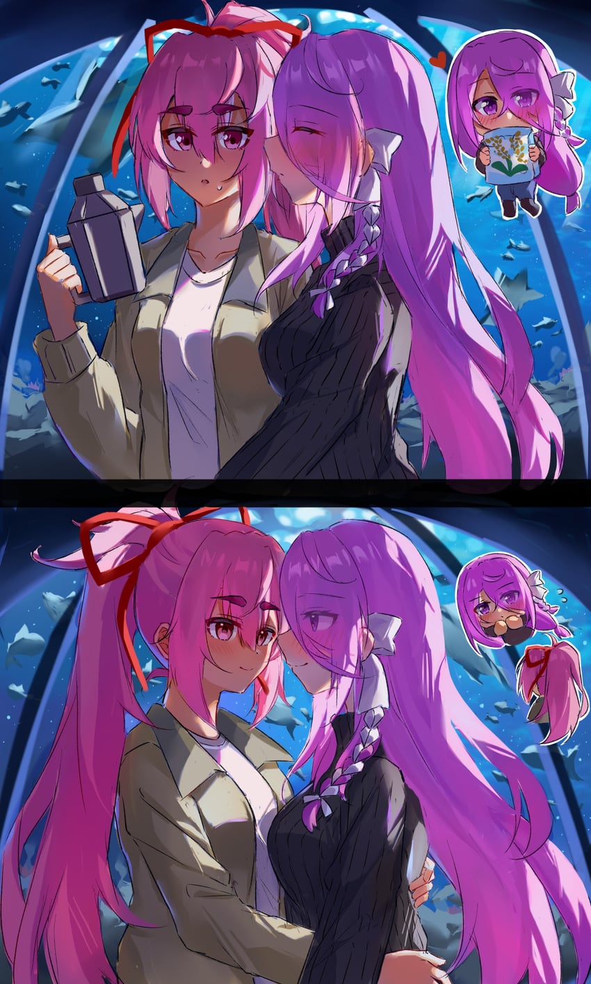 kura satomi and tsukishiro monaka (heaven burns red) drawn by lidce