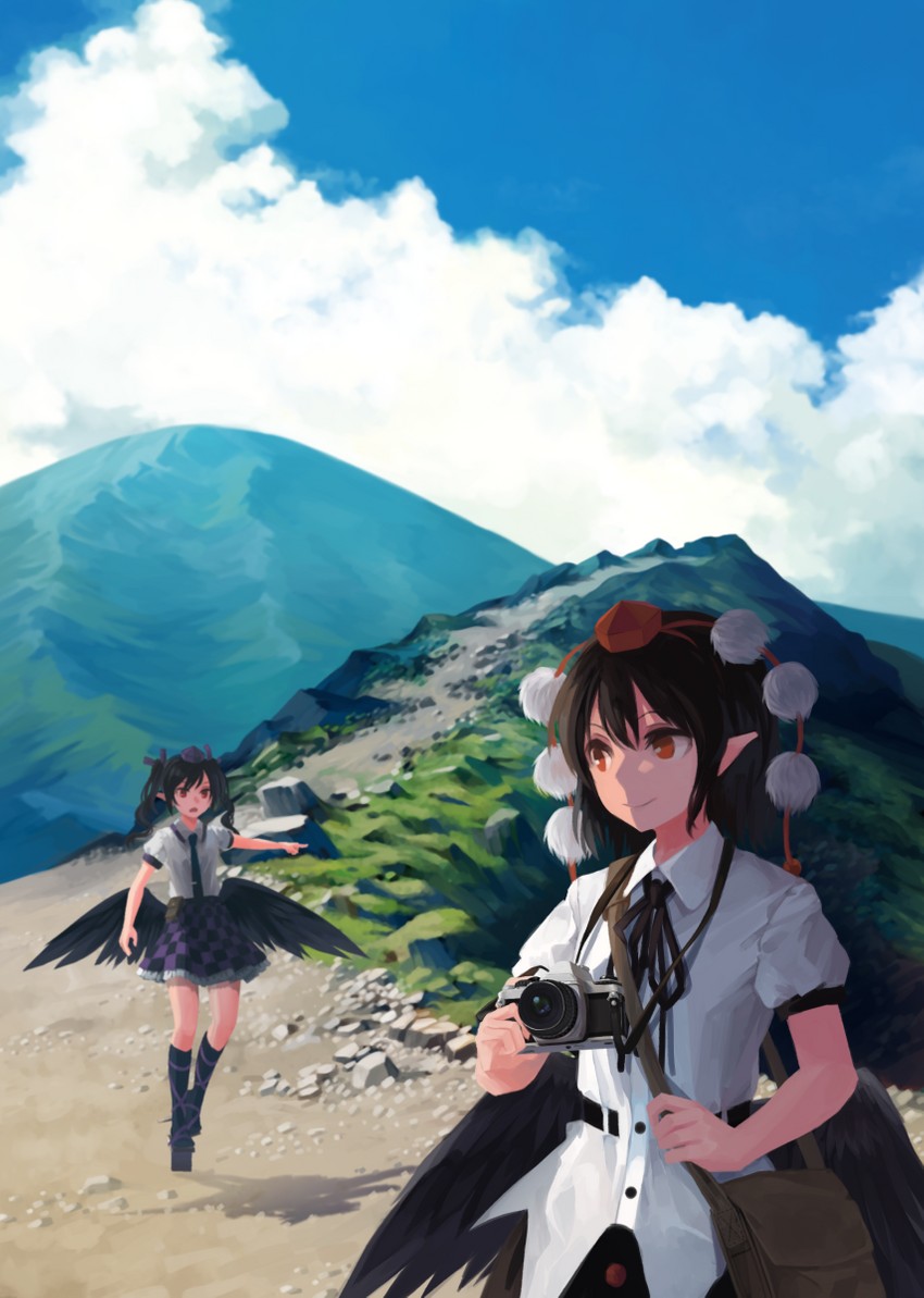 shameimaru aya and himekaidou hatate (touhou) drawn by akaiha_(akaihasugk)