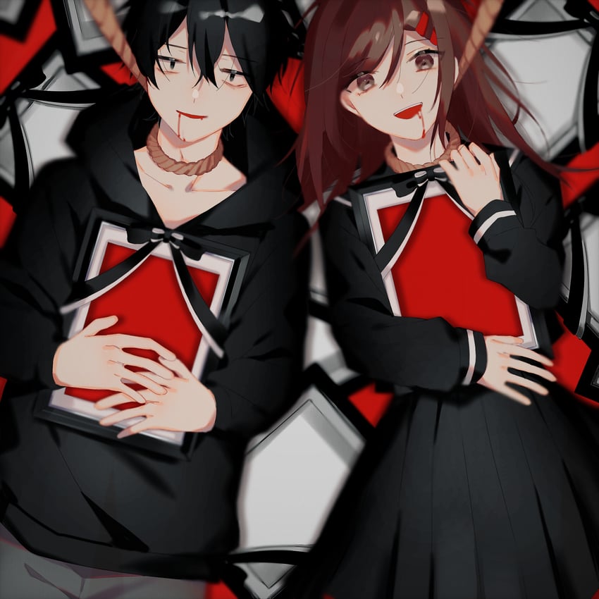 tateyama ayano and kisaragi shintarou (kagerou project) drawn by muuta04