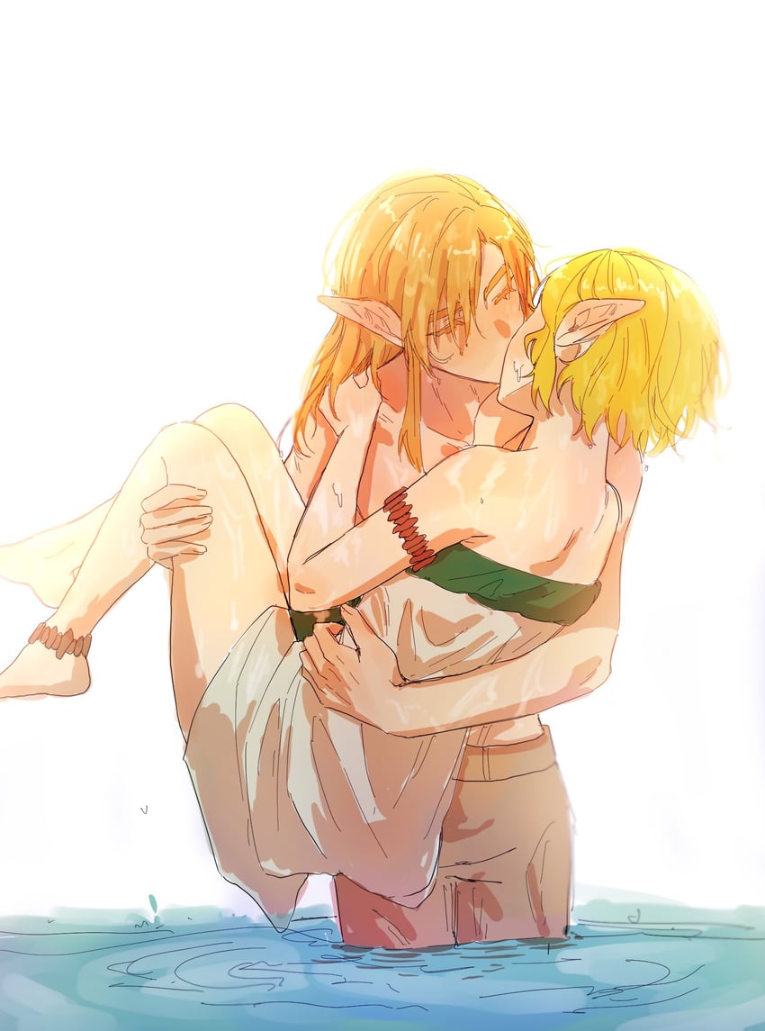 link and princess zelda (the legend of zelda and 1 more) drawn by big_egg526