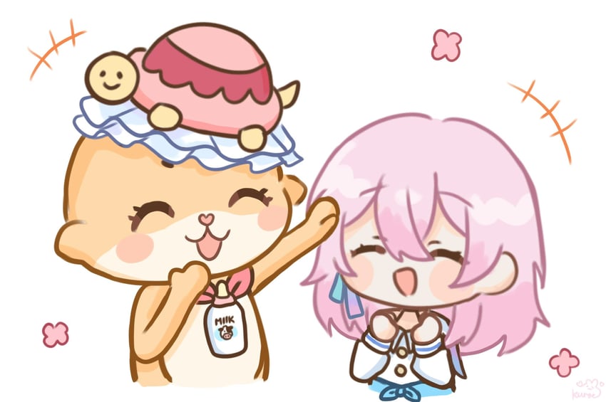 march 7th, chiitan, and kame-chan (honkai and 2 more) drawn by kuroiiart