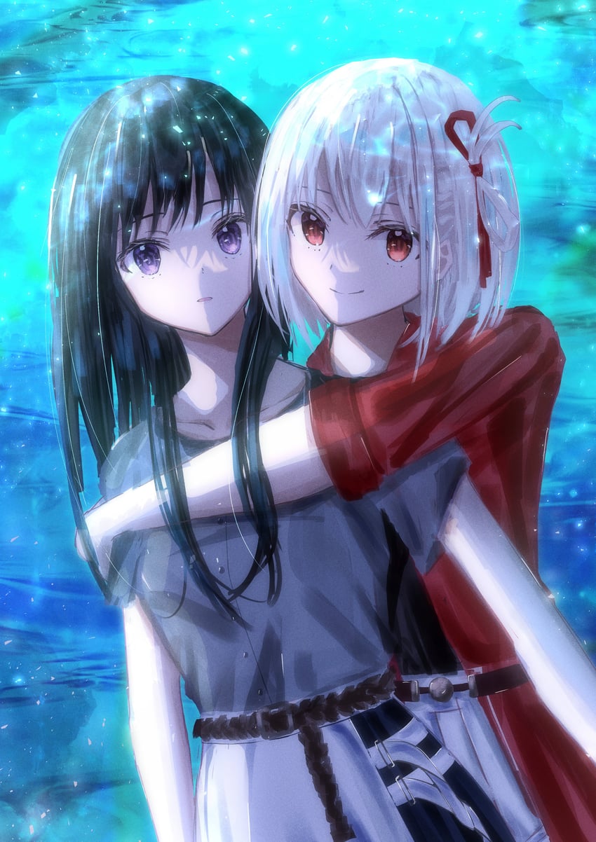 nishikigi chisato and inoue takina (lycoris recoil) drawn by obake_(amimonoobake)