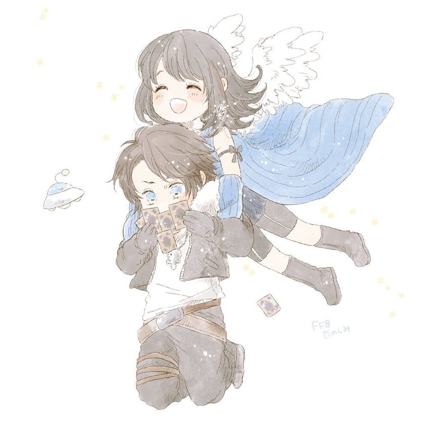 squall leonhart and rinoa heartilly (final fantasy and 2 more) drawn by utai_yumi