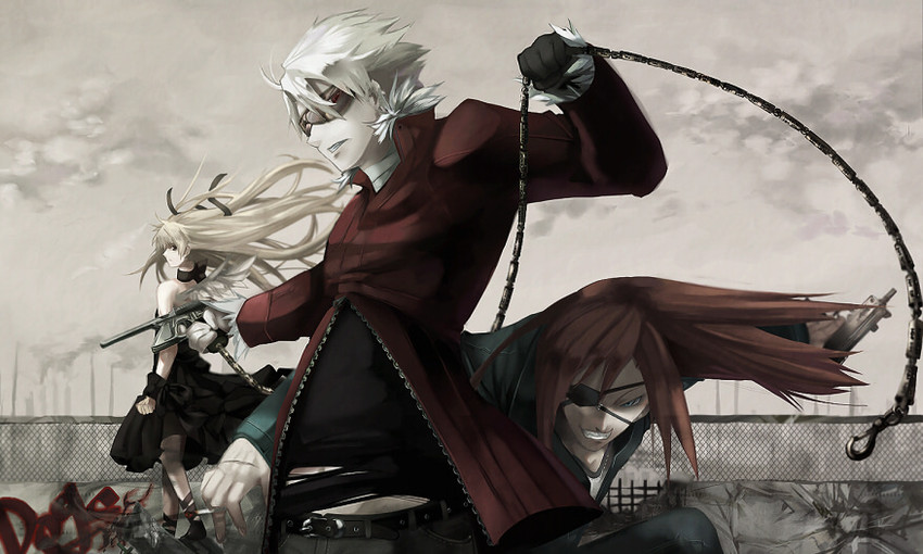 haine rammsteiner, nill, and badou nails (dogs: bullets & carnage) drawn by kz-kura