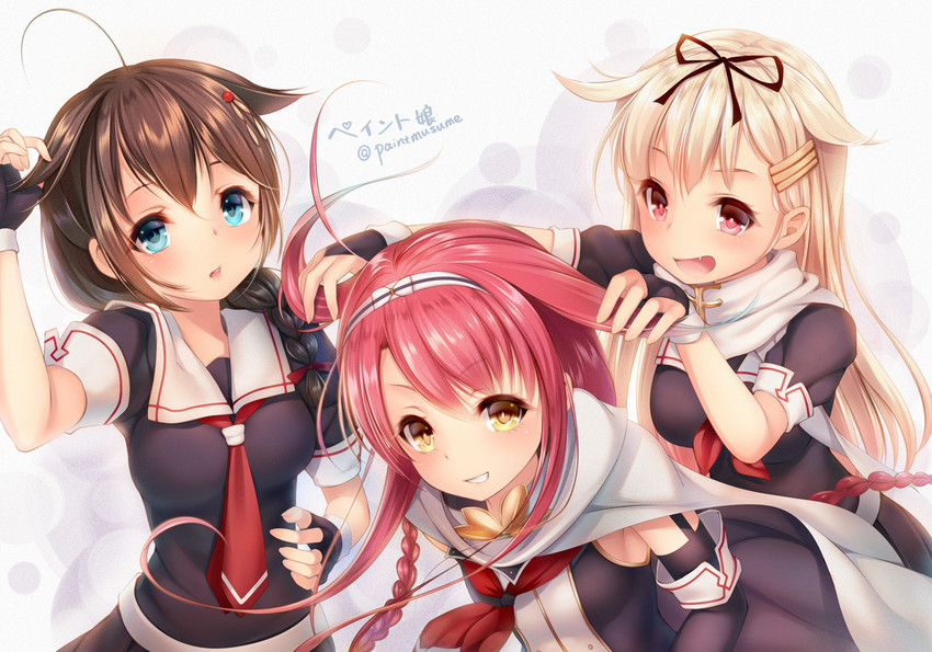 shigure, yuudachi, shigure kai ni, yuudachi kai ni, kawakaze, and 1 more (kantai collection) drawn by paint_musume