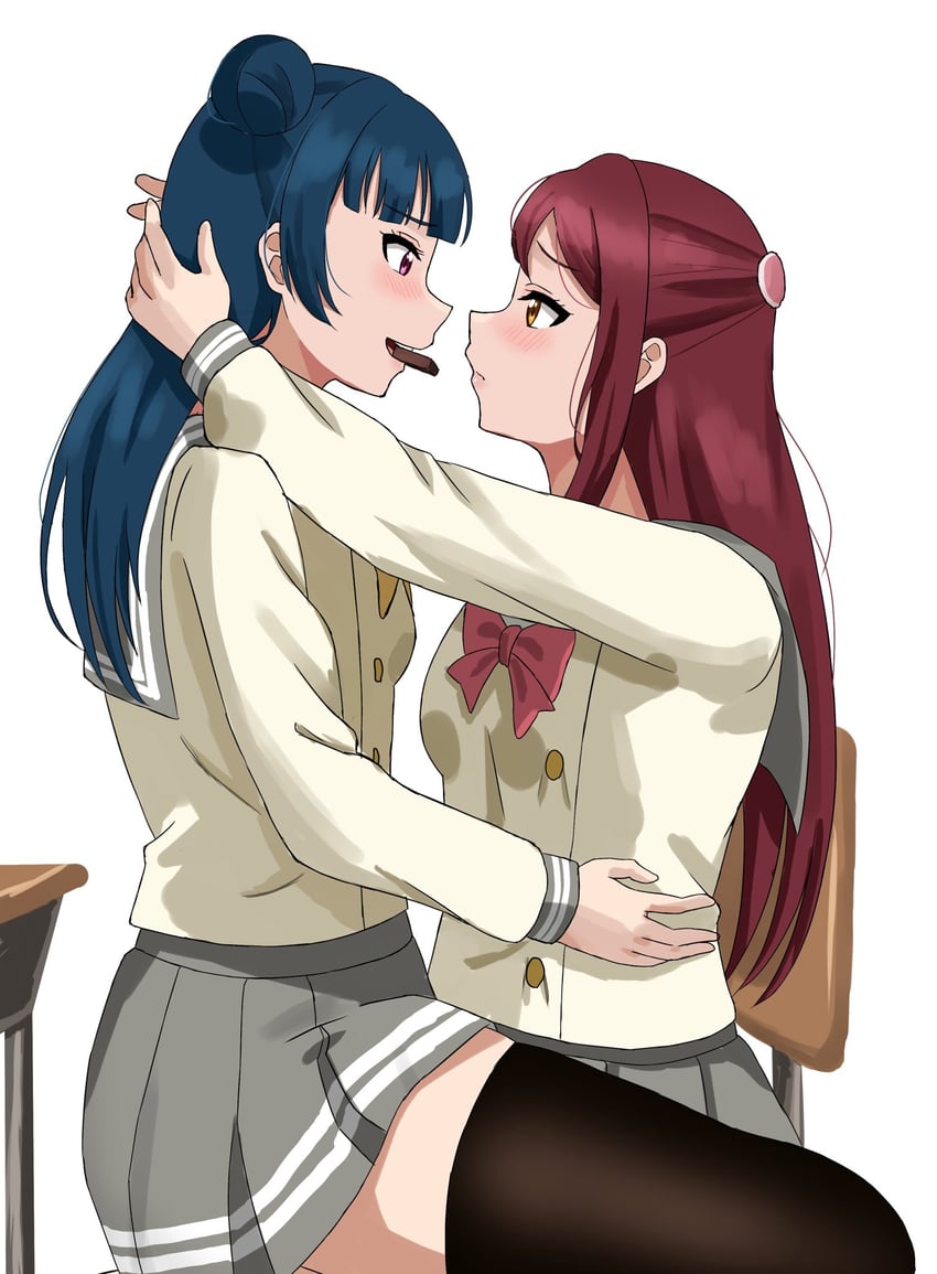 tsushima yoshiko and sakurauchi riko (love live! and 1 more) drawn by chaso_(480)