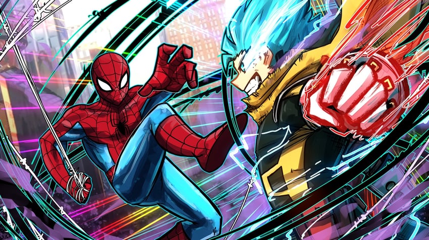 midoriya izuku and spider-man (boku no hero academia and 2 more) drawn by tylearn