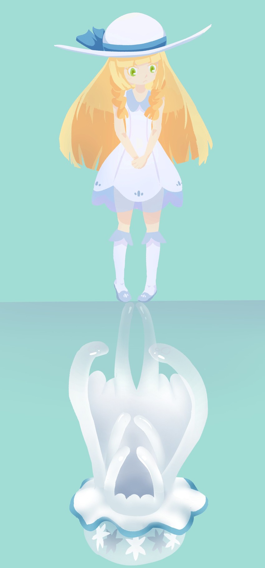 lillie and nihilego (pokemon and 1 more) drawn by eledora