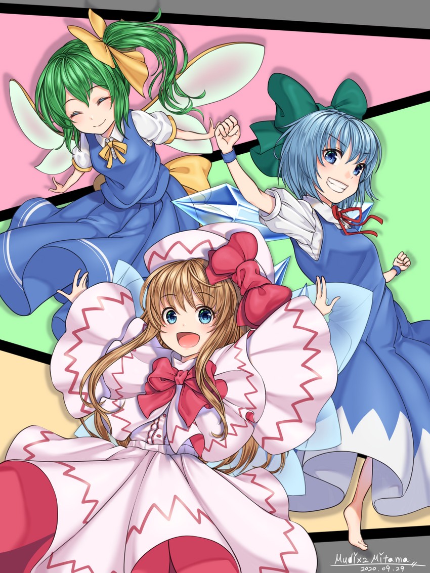 cirno, daiyousei, and lily white (touhou) drawn by mitama_mudimudi