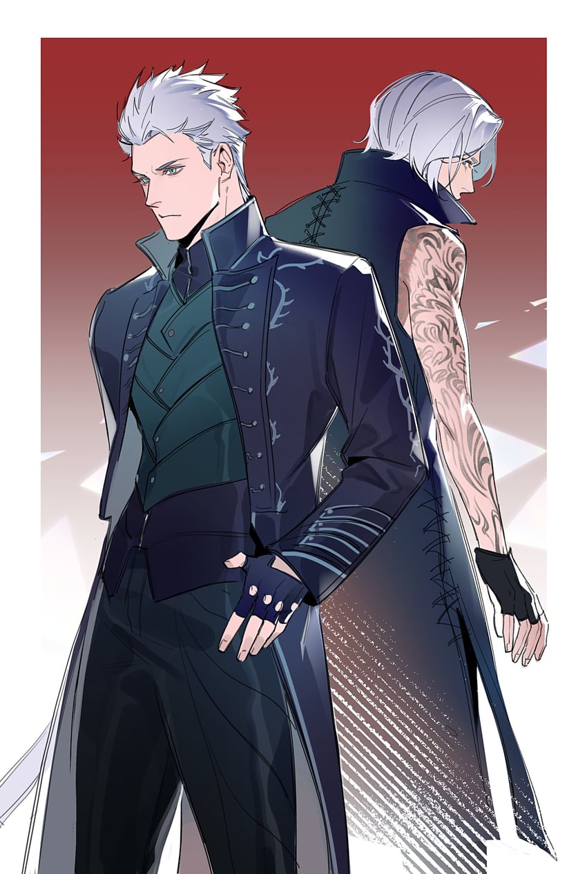 vergil and v (devil may cry and 1 more) drawn by warsong_zhange