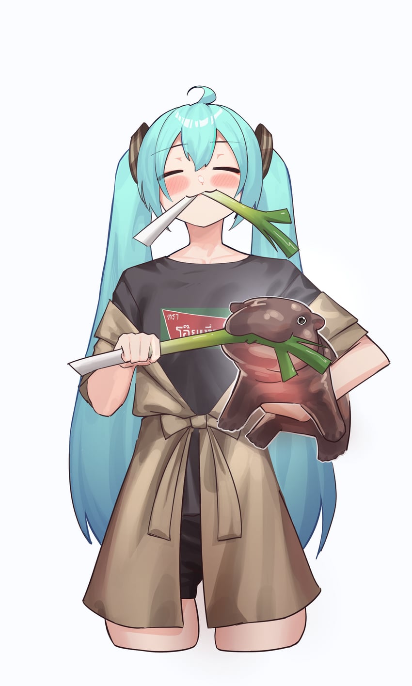 hatsune miku and moo deng (vocaloid and 1 more) drawn by umamii